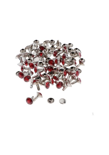 Kırmızı 50 Adet Dekoratif Perçinler 7mm Kristal Rhinestone Çiviler Mobilya İçin Gotik Punk,