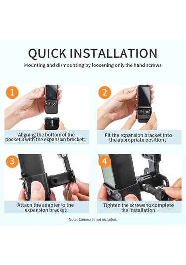 Geeroyoo Startrc Abs Kamera Genişletme Ayağı 1/4" Vida Deligi İle Djı Osmo Pocket 3 Uyumlu 8g, Siyah