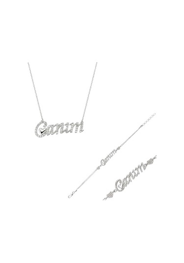 Gumush Gümüş Canım Yazılı Kalp Kadın Set