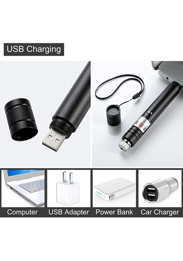 Aubyhe Usb Şarjlı Yeşil Lazer Işığı, 2000m Uzaklık, Alüminyum Kasa, Camping-astronomi-işaretleme İçin, Siyah Siyah