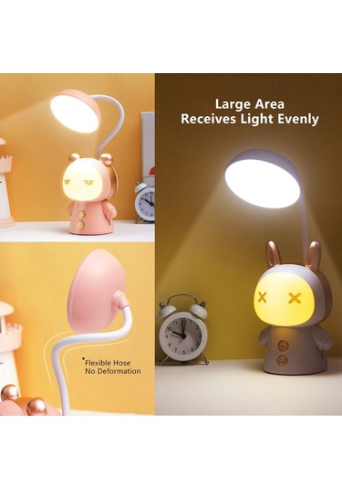 Sarı Karikatür Usb Şarj Edilebilir Masa Lambası Çift Işıklı Led Lamba Öğrenci Çocuk Odası Okuma Masası Lambası Gece Lambası