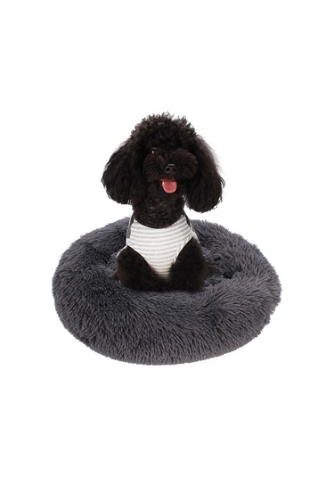 Padalink Köpek Ve Kedi İçin Kuru Kürk Yuvarlak Winter Isı Verici Ev Matı, Koyu Gri, S Boyutu 40 Cm Çap Koyu Gri