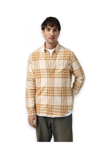 Timberland Tb0a6v4x Midweight Flannel Check Gömlek Sarı Erkek Gömlek Sarı