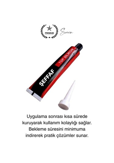 Premium 40 Gr Üniversal Sızdırmaz Şeffaf Tüp Silikon Mutfak Banyo Küvet Kenarı Elastik İzolasyon