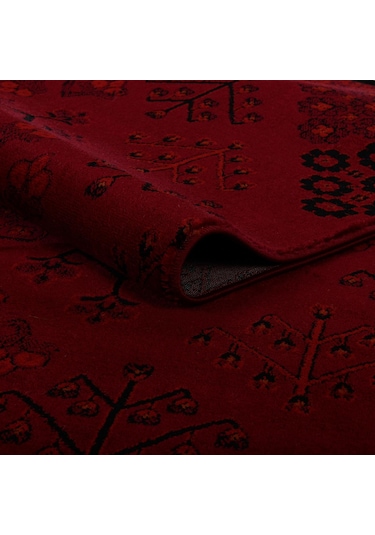 Afgan Türkmen Otantik Desenli Bordo Oturma Odası Salon Mutfak Halısı 5366a Zs72
