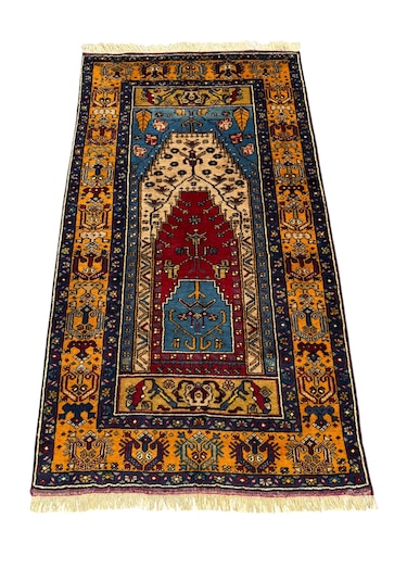 El Dokuma Sıfır Yahyalı Halısı 105x185 Özel Model Yün Namazlık