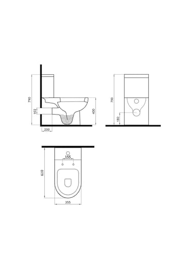 Modern Duvara Sıfır Siyah Klozet Takımı