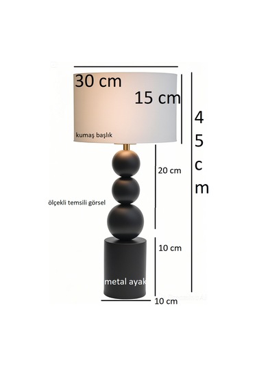 Casa Metal Kumaş Abajur Gece Lambası Bej