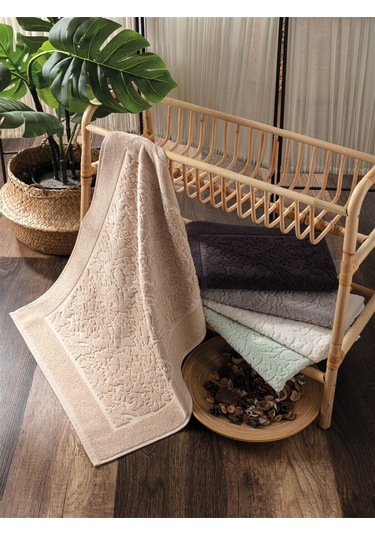 Gri & Damask Desenli Havlu Takımı - %100 Pamuk Gri