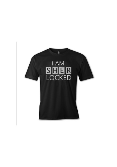 Sherlock  I Am Sherlocked Baskılı Siyah Erkek Tshirt 001