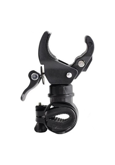 Hombey Siyah Bisiklet Fener Tutucu 360 Derece Döner U Tipi Led El Feneri Klipsi 20-35mm Direk Uyumlu Bisiklet Aksesuarı Siyah