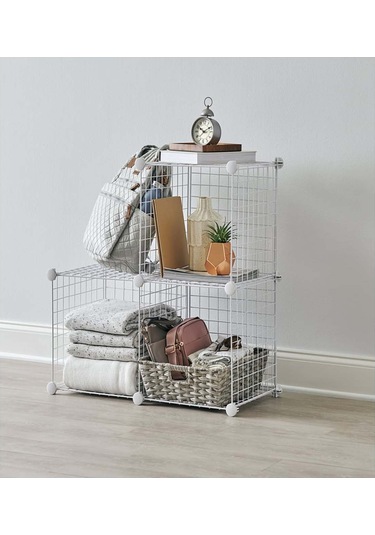 3 Bölmeli Beyaz Renk Metal Ofis Mutfak Kapı Önü Ayakkabılık Dolap