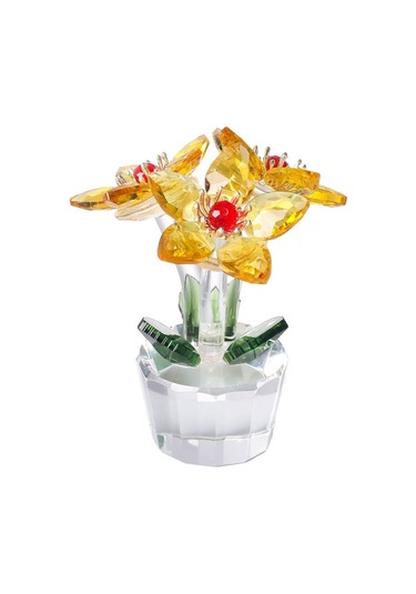 Şeffaf Taban Mini Cam Çiçek Heykeli Süsü Yapay Çiçek Figürin Yıl Dönümü Style 16