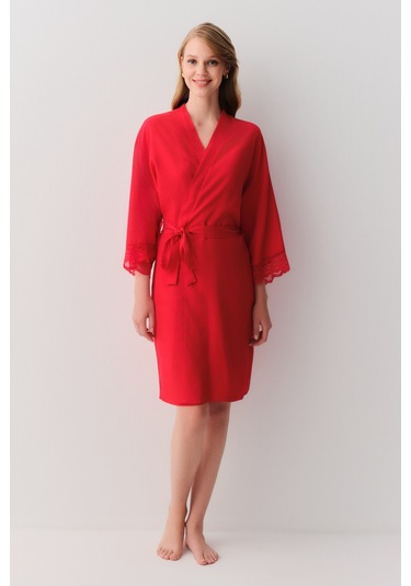 Suwen Amour Uzun Sabahlık Sh26101615082 Kırmızı