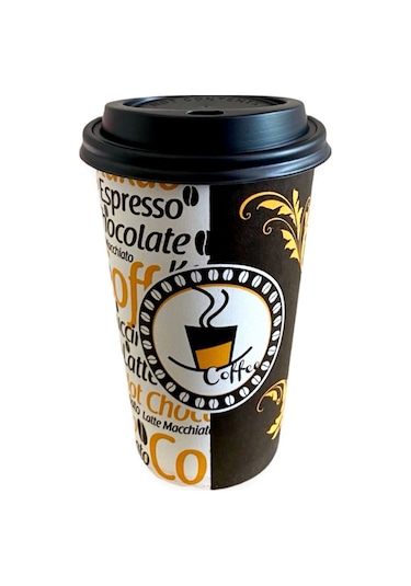 Excodi Cup 12 Oz Kapaklı Karton Bardak 300 ML - 100 Adet