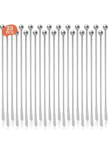 Yunboo Çelik Paslanmaz Çok Amaçlı Karıştırıcı Çubuklar: Kahve, Kokteyl Ve İçecekler İçin Dayanıklı, Hijyenik Ve Verimli Gümüş