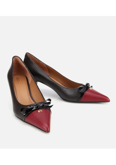 Hotiç Kadın Deri Bordo Fiyonk Detaylı İnce Topuklu Stiletto 01ayh313670a784 Bordo