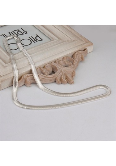 925 Ayar Gümüş 6mm Yılan Moda Zincir Kolye Bilezik Takı Seti, Zincir Uzunluğu: 60cm Ve 20cm