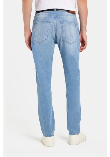Erkek Normal Kesim Denim Yıkamalı Düz Paça Açık Mavi Jean Kot Pantolon-34491 Açık Mavi