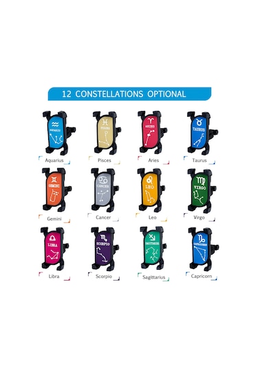 Geeksen Bisiklet Telefon Tutucusu, Konstalasyon Desenli, 360 Derece Döner, Ayarlanabilir Kollü, Leo Modeli Diğer