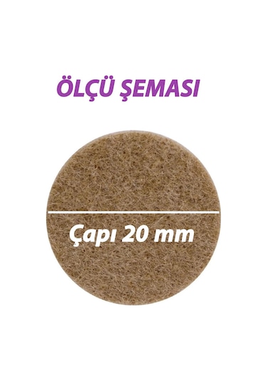 Yapışkanlı Yuvarlak Keçe Masa Sandalye Parke Zemin Ayak Koruyucu Kaydırmaz 20 Mm Keçesi 50'li Paket