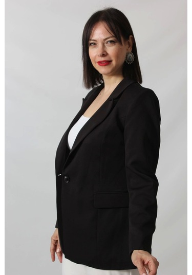 Moda Berray 1905 Siyah Kadın Büyük Beden Blazer Ceket Siyah