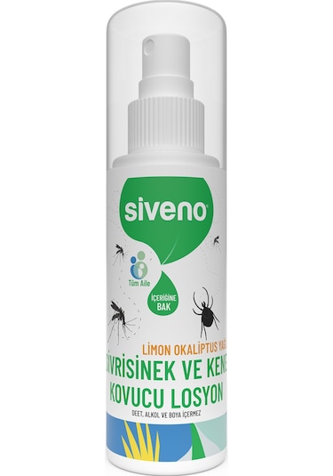 Siveno Sivrisinek ve Kene Kovucu Sprey Losyon Bitkisel Tüm Vücut İçin Aile Boy 100 ml