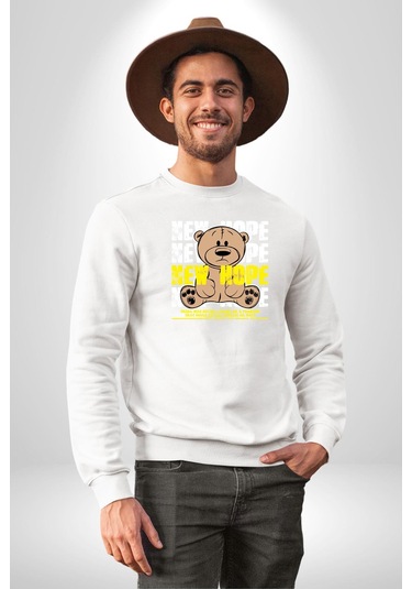Yeni Umut Unisex Beyaz Sweatshirt Beyaz