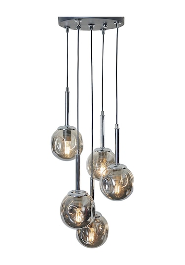 Mona 5 Li Krom-siyah Metal Gövde Füme Camlı Tasarım Lüx Sark... Krom