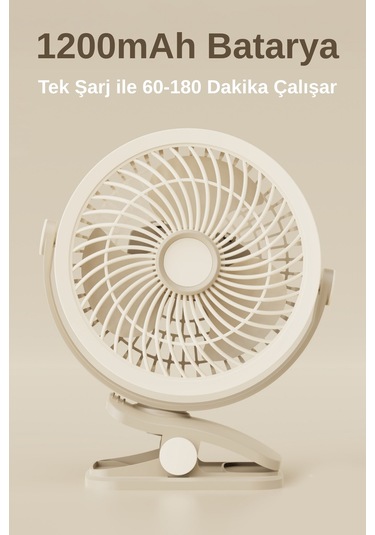 3 Kademe Usb Şarjlı Mandallı 360 Taşınabilir Fan Vantilatör Soğutucu Ys2545