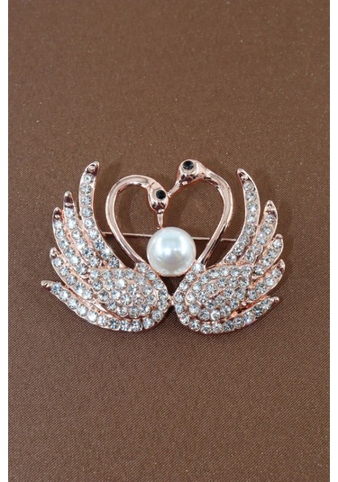 Aşık Kuğu Broş. Altın Renkli Kalpli Aşık Kuğulu Yaka İğnesi Broş. Kadın Broş. Kuğu Broş. Kalp Broş Gold