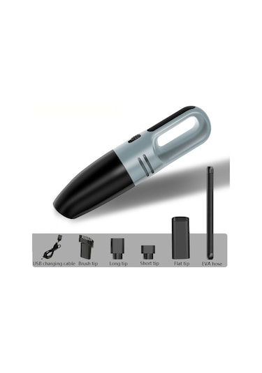 Araba El Taşınabilir Elektrikli Süpürge Küçük Araba Elektrikli Süpürge Kablosuz Siyah Gri