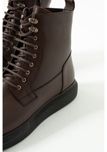 King Shoes Büyük Numara Erkek Bot Kahverengi