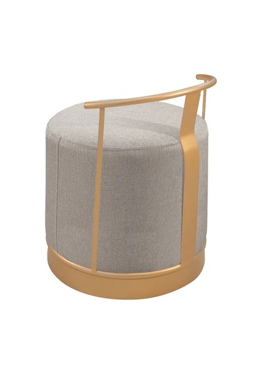 Pufi Puf Gold Metal Çerçeveli Keten Çok Amaçlı Dekoratif Oturak, Makyaj Oturağı,montajsız Puf Bench Antrasit