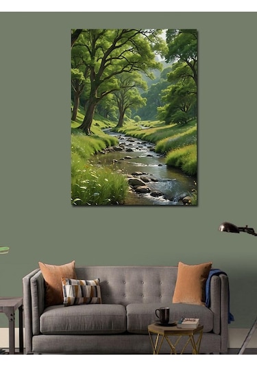 Kanvas Tablo Ormandaki Göl Ve Ağaçlar 70cmx100cm