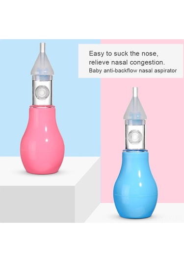 Yaozixa Mavi Yumuşak Materyal Bebek Burun Aspiratörü - Ters Akış Engeli, El Basma Tipi Burun Temizleyici