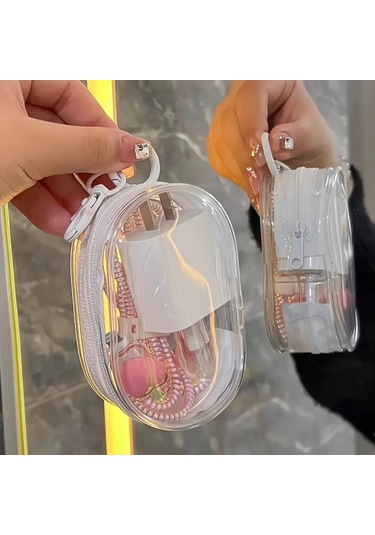 Hightower Siyah Şeffaf Kablo Saklama Kutusu, Seyahat İçin Taşınabilir Şarj Ve Kulaklık Düzenleyici