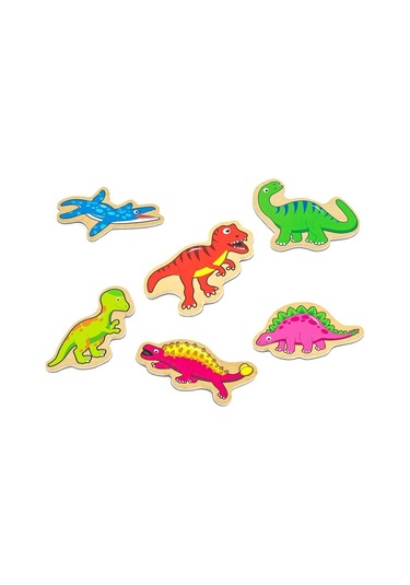 Ahşap Manyetik Dinazorlar Buzdolabı Mıknatısları 20 Parça