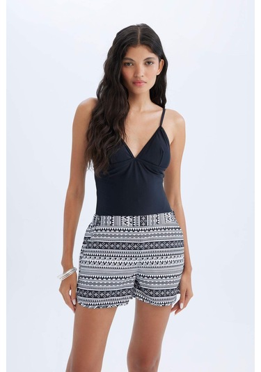 DeFacto Regular Fit Etnik Desenli Deniz Şortu-Fall in Love T5232AZ24SMBK27