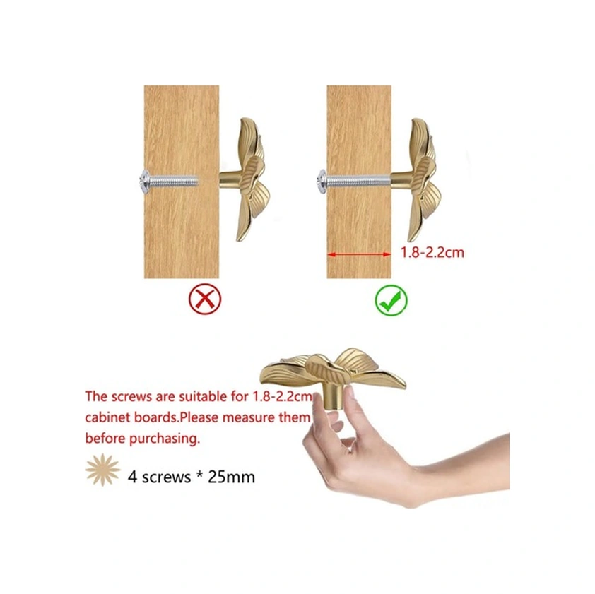 Fortunelane Altın Petal Çelik Dolap Kolu, 4 Adet, Zenginleştirici Dekorasyon