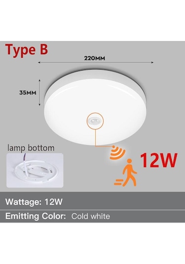 Hareket Sensörlü Led Tavan Işıkları 15w 20w 30w 40w Tavan Lambaları 12w Beyaz Işık