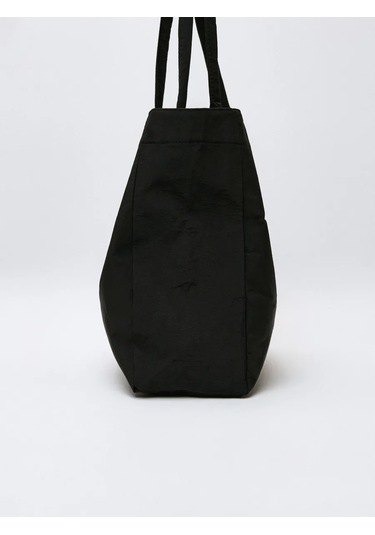 Sela Nakışlı Siyah Naylon Shopper Çanta 468567024 Koyu Gri