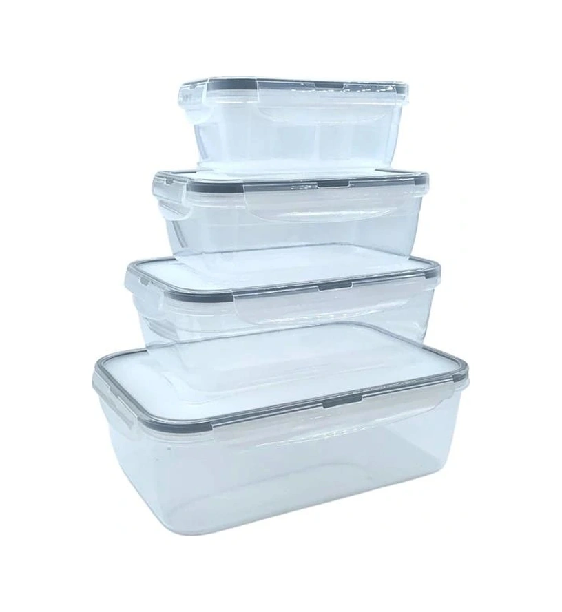 4&apos Lü İç İçe Sızdırmaz Contalı Kilitli Kapaklı Plastik Erzak Saklama Kapları Lc315