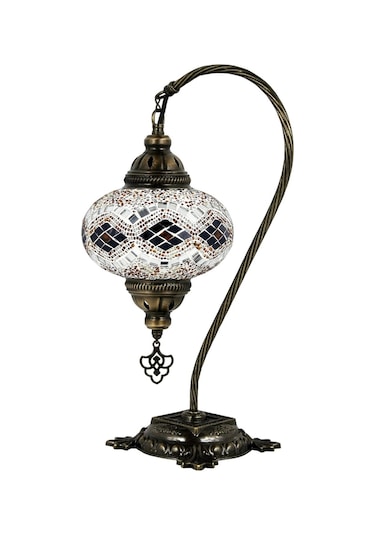 Mozaik Lamba Deve Boynu Otantik Bohem Abajur Başucu Lamba Amber