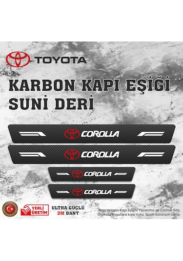 Toyota Corolla Uyumlu Deri Karbon Kapı Eşiği Koruyucu Bant 4 Adet