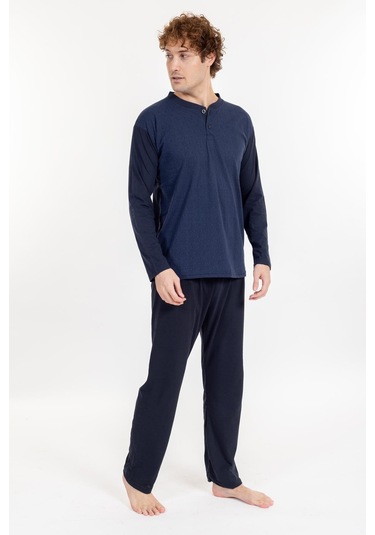 Erkek 1004 Jakarlı Süprem Pijama Takımı Lacivert Lacivert
