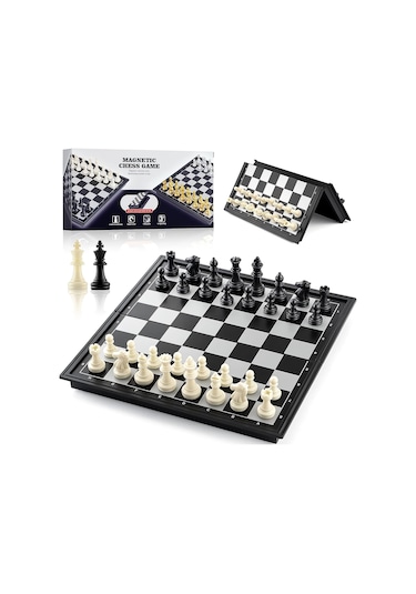 Klasik Katlanır Manyetik Satranç Takımı Okullar & Seyahat İçin Satranç Takımı 2li Dama Satranç Seti