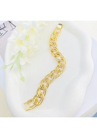 Kadın Bileklik Kalın Samanyolu Bileklik Kuyumcu Model Gold 18 Cm Gold