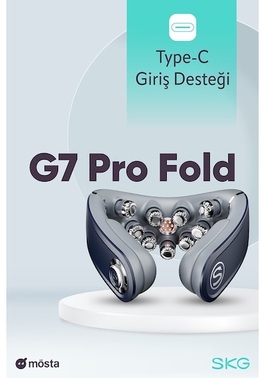 Skg G7 Pro Fold Tens-Ems Akıllı Boyun Masaj Aleti/Robotu, Mobil App Desteği, Özel Isı Terapisi Lacivert