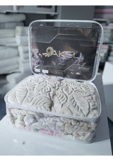 Aksu Tek Kişilik Vizon Battaniye Antibakteriyel Pembe Bej